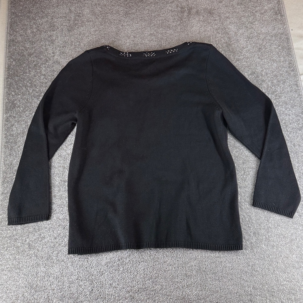 Avenue Long Sleeve Shirt Blouse Black Bow Womens 14 16 Scoop Neck Work Business - Picture 5 of 5